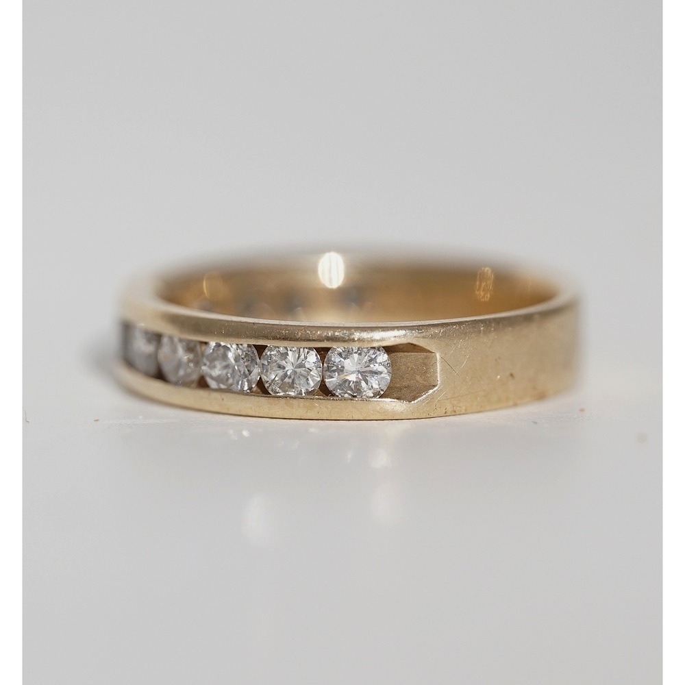 Vintage 14k Solid Gold Natural Channel Set Eternity Band Ring - 3.20g Size 6 - Picture 7 of 9